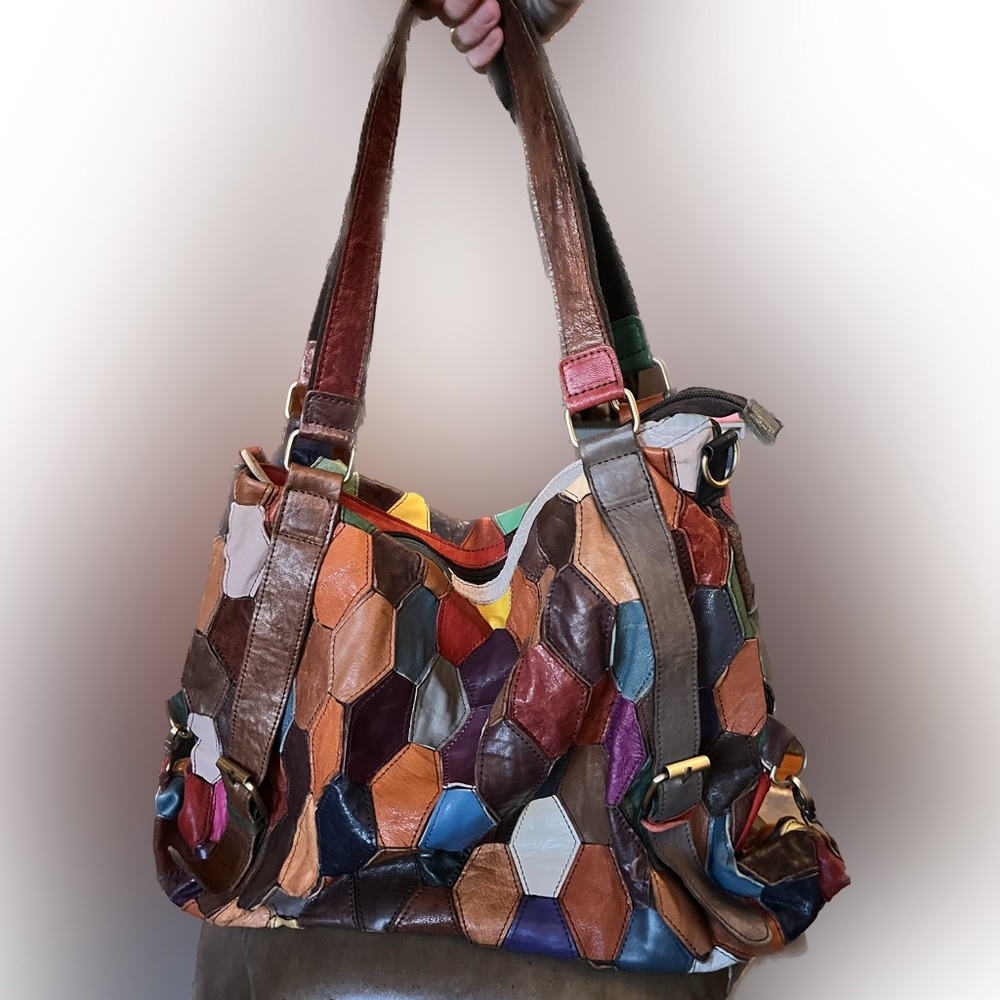 APC Multicolor patched leather bag